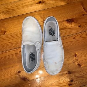 Womens white canvas slip on vans